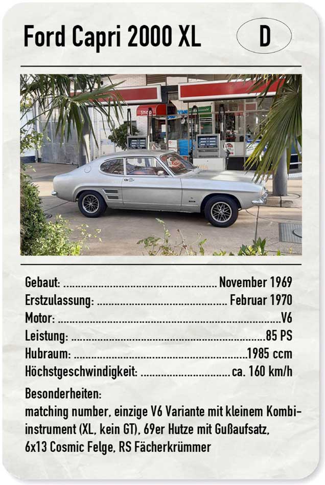 Beispiel einer Capri-Karte im Retrostil. Die Rubriken weichen von unserer Idee ab. Beispiel einer Capri-Karte im Retrostil. Die Rubriken weichen von unserer Idee ab.