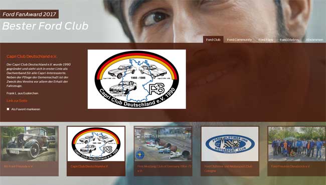 Ford FanAward 2017  Bester Ford Club Fan-Voting Bester Ford Club Fan-Voting