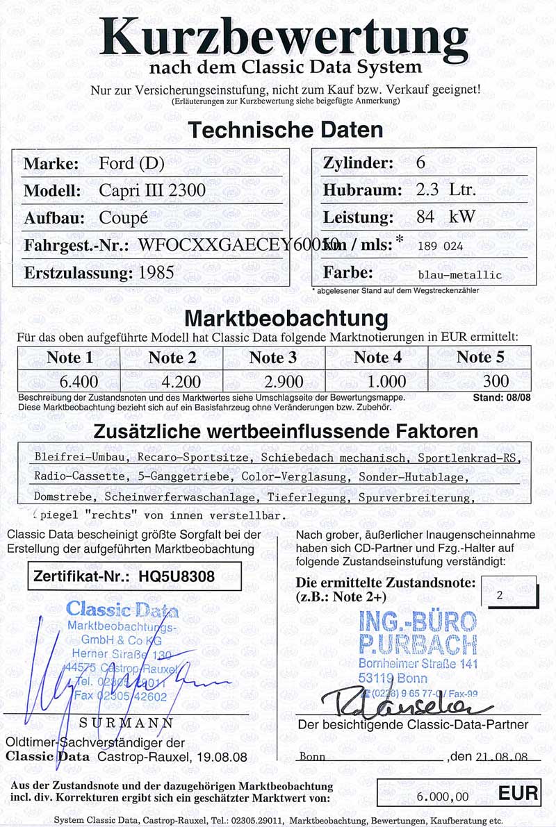 Kurzbewertung altes Classic Data Gutachten Kurzbewertung altes Classic Data Gutachten