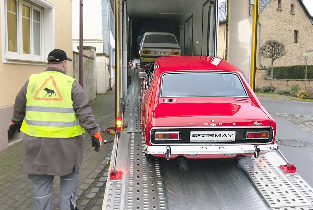 Im Bauch des Spezialtransporters wartete in Wollersheim bereits ein Opel Kadett GT/E. Im Bauch des Spezialtransporters wartete in Wollersheim bereits ein Opel Kadett GT/E.