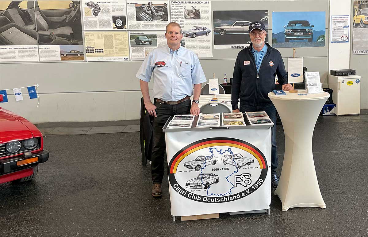 Die beiden CCD-Vorstände Wolfgang Stein (links) und Anton Feßler sind in Friedrichshafen alljährlich mit dem Capri Team Weilheim/Schongau vor Ort. Die beiden CCD-Vorstände Wolfgang Stein (links) und Anton Feßler sind in Friedrichshafen alljährlich mit dem Capri Team Weilheim/Schongau vor Ort.