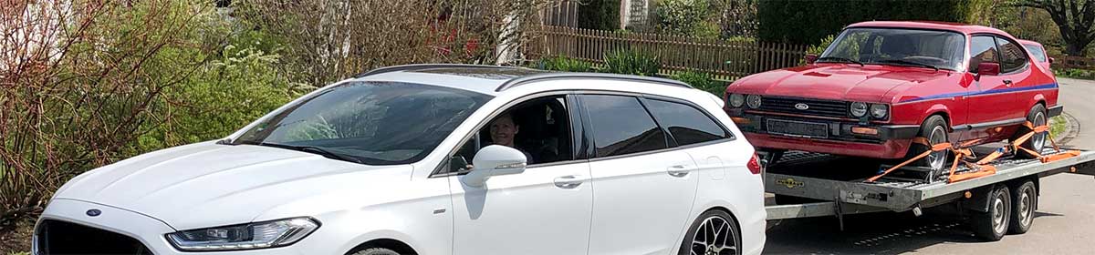 Auch beide Zugfahrzeuge aus dem Hause Ford: Die Capris aus dem Weilheim/Schongauer Team reisten per Hänger aus Bayern an den Bodensee. Auch beide Zugfahrzeuge aus dem Hause Ford: Die Capris aus dem Weilheim/Schongauer Team reisten per Hänger aus Bayern an den Bodensee.