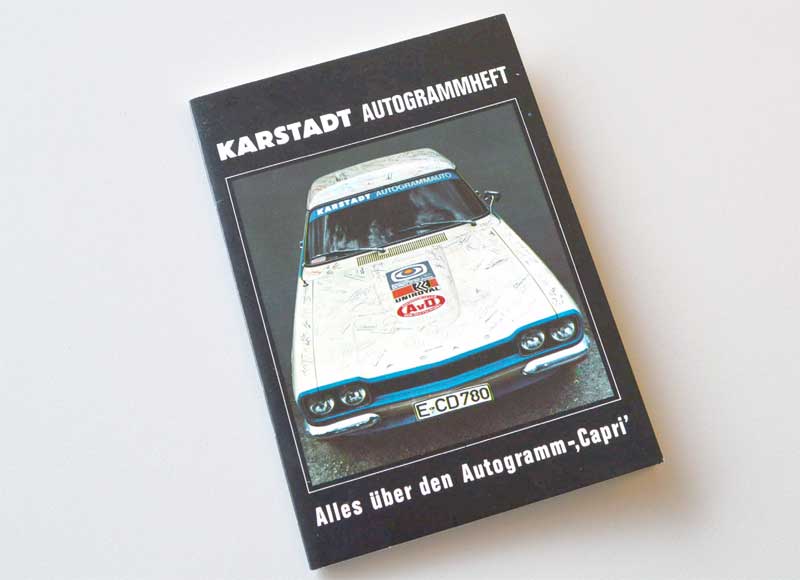 Nicht nur auf dem Auto, auch im Karstadt Autogrammheft hinterließen die Prominenten ihre Unterschrift. Die Essener Zulassung ist dem Sitz des Warenhausunternehmens geschuldet. Nicht nur auf dem Auto, auch im Karstadt Autogrammheft hinterließen die Prominenten ihre Unterschrift. Die Essener Zulassung ist dem Sitz des Warenhausunternehmens geschuldet.