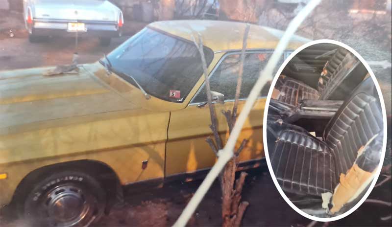 Den 74er Cadillac (hinten) hätte Enno gleich kaufen können. Wollte er aber nicht. Tage später wurde der Wunsch nach dem Capri dann doch bejaht. Der Innenraum war von der Sonne beinahe aufgelöst worden. Den 74er Cadillac (hinten) hätte Enno gleich kaufen können. Wollte er aber nicht. Tage später wurde der Wunsch nach dem Capri dann doch bejaht. Der Innenraum war von der Sonne beinahe aufgelöst worden.