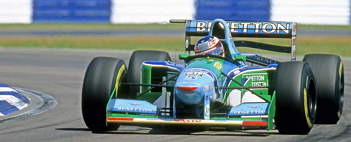 Weltmeisterlich: Michael Schumacher 1994 im Benetton-Ford B194. Weltmeisterlich: Michael Schumacher 1994 im Benetton-Ford B194.