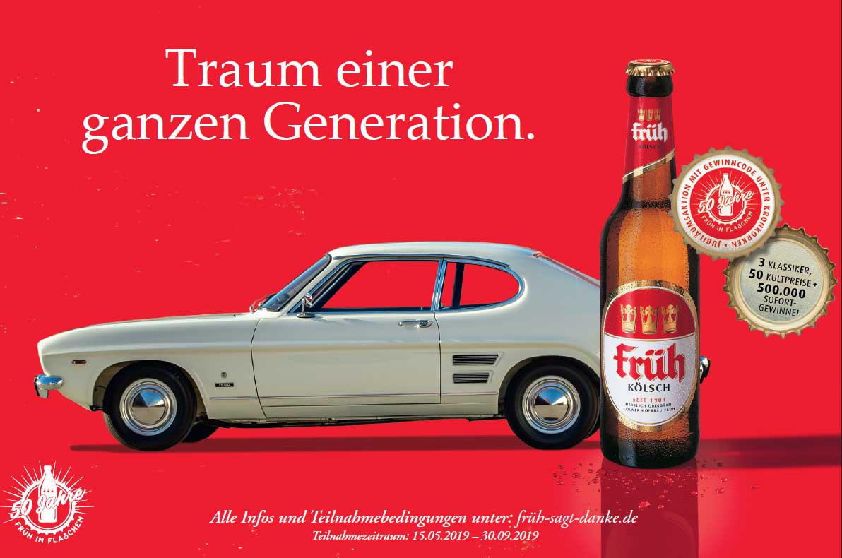 Früh feiert „50 Jahre Früh in Flaschen“. Jetzt mitmachen und großartige Gewinne sichern! Früh feiert „50 Jahre Früh in Flaschen“. Jetzt mitmachen und großartige Gewinne sichern!