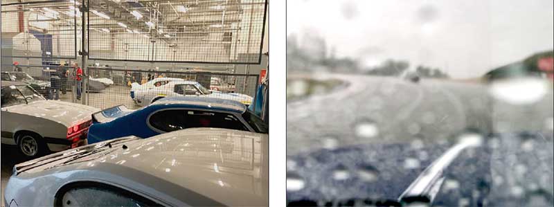 Schutz vor dem Hagel in den Boxen, Sicht null auf der Grand Prix-Strecke. Schutz vor dem Hagel in den Boxen, Sicht null auf der Grand Prix-Strecke.