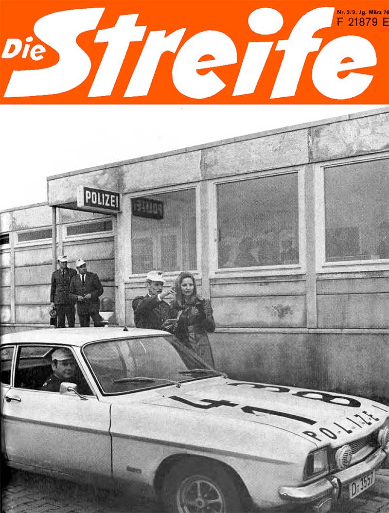 Im März 1970 ist der Capri Titelbild der „Streife“. Dies ist das bis heute landesweit erscheinende Mitarbeitermagazin für die Beschäftigten der nordrhein-westfälischen Polizei. Im März 1970 ist der Capri Titelbild der „Streife“. Dies ist das bis heute landesweit erscheinende Mitarbeitermagazin für die Beschäftigten der nordrhein-westfälischen Polizei.