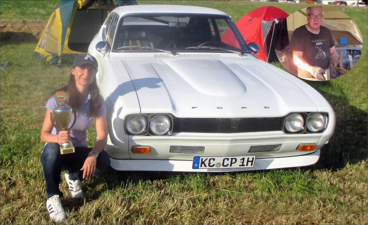 Ohne Reinhold undenkbar: 2016 fuhr Svenja mit ihrem fertigen Breitbau-Traum zum Capri-Treffen nach Langenweißbach - und gewann einen Pokal. Beide ernteten außerdem Hochachtung für ihr gemeinsames Projekt. Ohne Reinhold undenkbar: 2016 fuhr Svenja mit ihrem fertigen Breitbau-Traum zum Capri-Treffen nach Langenweißbach - und gewann einen Pokal. Beide ernteten außerdem Hochachtung für ihr gemeinsames Projekt.