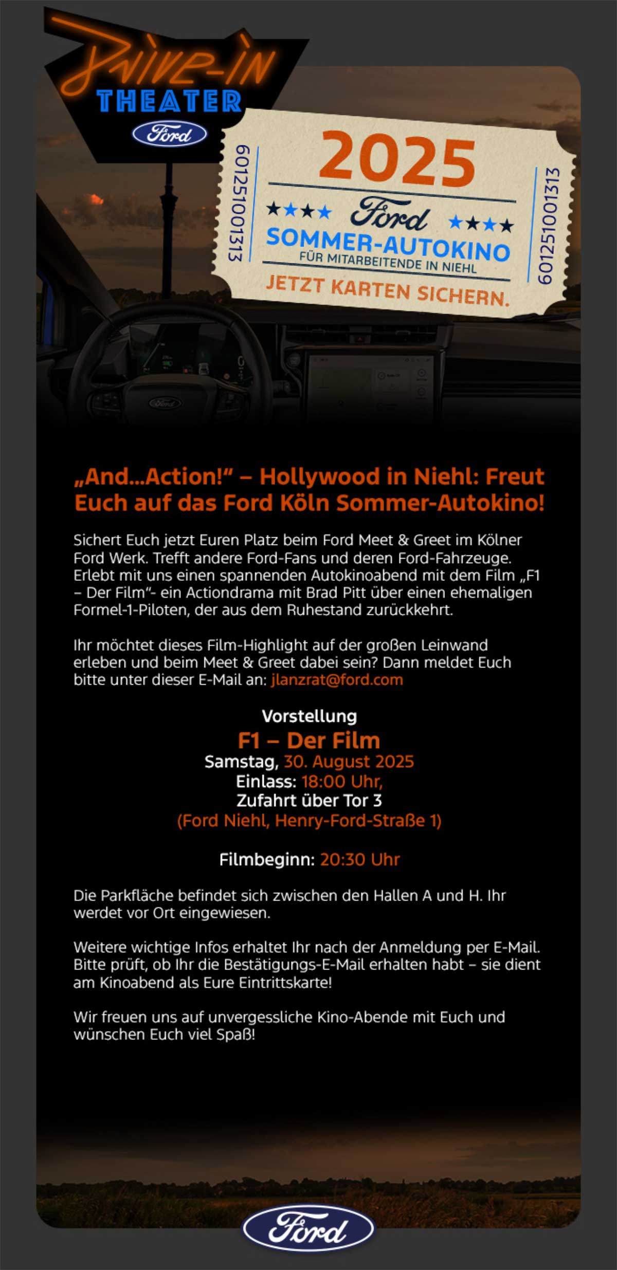 Autokino Event Ford Werke Autokino Event Ford Werke